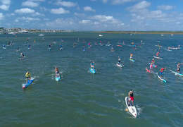 SUP competitors on the water in Wrightsville Beach. 